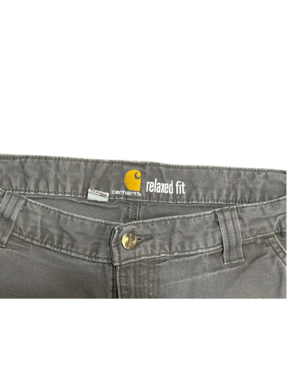 Carhartt 102291-039 Mens 36x30 Relaxed Fit Gray Canvas Work Carpenter Pants - Picture 2 of 5